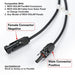 Detailed view of the positive and negative connectors on the Rich Solar 200W panel, showing compatibility with series or parallel wiring.