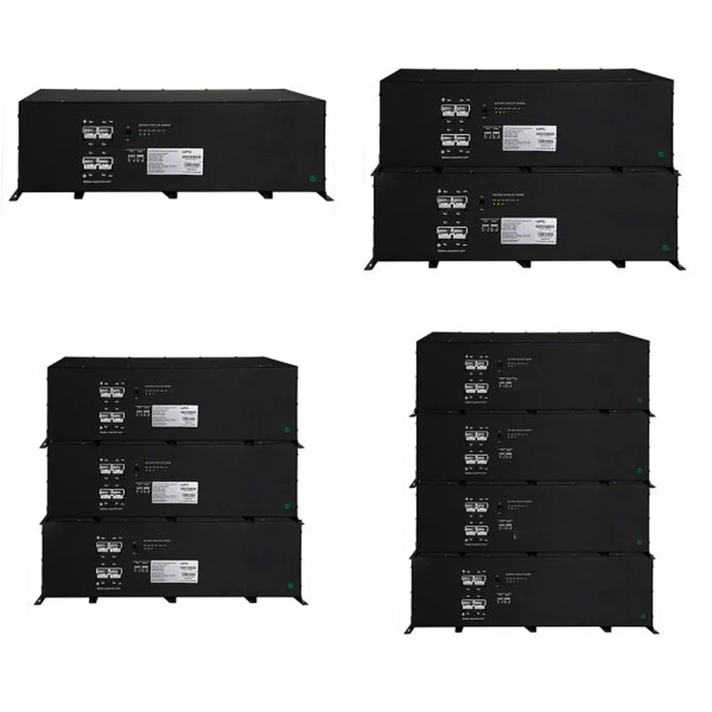 AIMS Power AIO-12V-BAT2 lithium battery expansion configurations with one, two, three, and four scalable battery units.