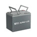 Rich Solar Alpha 1 Lite 12V 100Ah portable lithium battery shown with its integrated flip-up carrying handles extended.