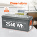 Rich Solar ALPHA 2 PRO 12V 200Ah LiFePO4 battery dimension diagram showing 20.9 inches length, 8.1 inches width, 8.5 inches height, and 48.5 lbs weight.
