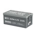 Detailed side view of the Rich Solar ALPHA 3 LITE 3840Wh LiFePO4 battery showcasing the printed technical specifications and product safety warning labels.