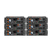 sometric view of six Rich Solar ALPHA 5 PRO 48V Server Rack Batteries stacked vertically, demonstrating a complete solar battery bank configuration.