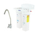 Crystal Quest Dual Stage Alkaline Under Sink Water Filter System with white canisters and chrome faucet.