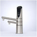 Brushed steel AlkaViva Delphi H2 ionizer faucet on light background