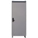 Closed AIMS Power lithium battery cabinet master with gray metal enclosure, black door handle, feet, and top eye hooks.