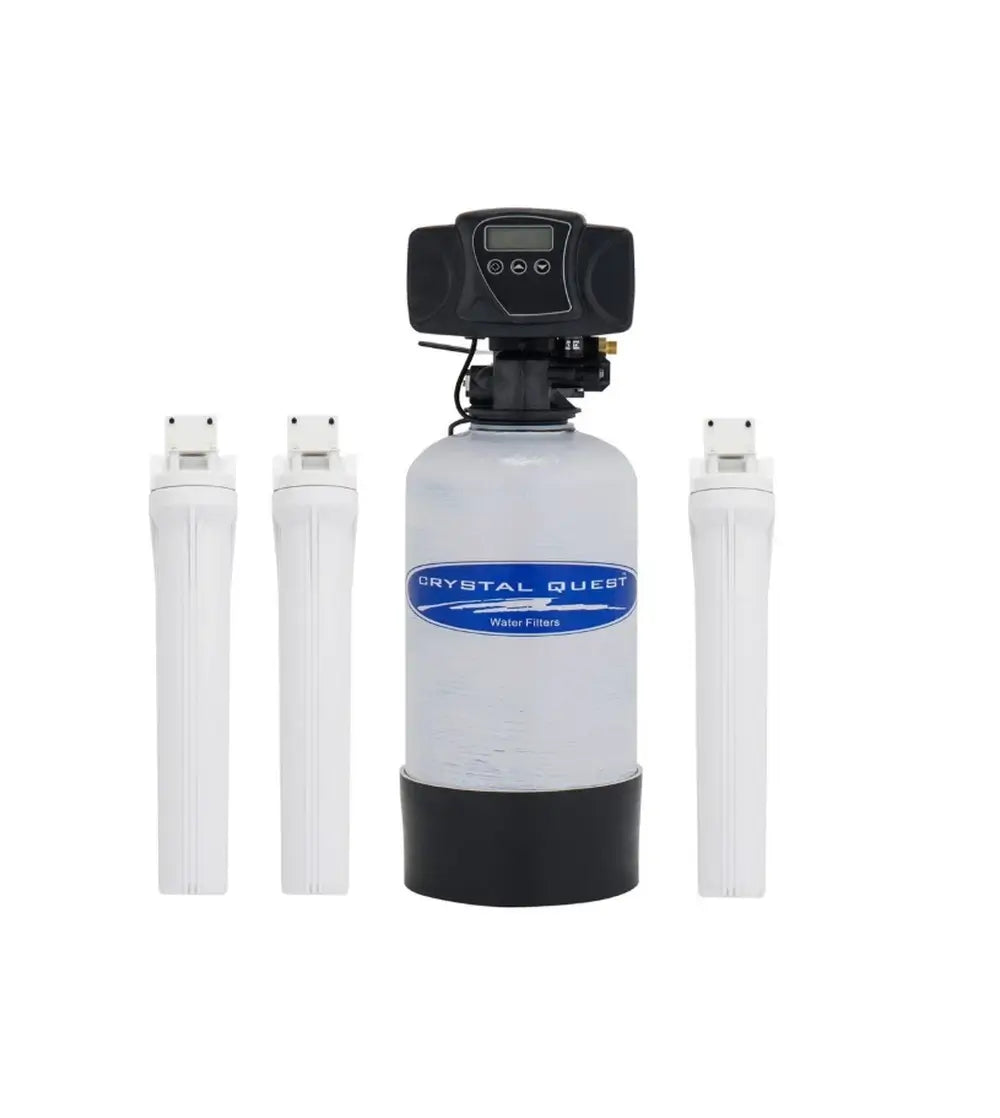 Crystal Quest EAGLE 1000 Automatic Fiberglass Whole House Water Filter and Alkalizer with 11-stage filtration and digital control valve.