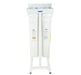 Crystal Quest Mini 2-stage dual canister alkalizing water filtration system with white floor stand.