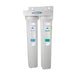 Dual canister Crystal Quest Mini Alkalizing Water Filter, 2-stage wall-mounted filtration system.