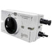Angled right-side view of AIMS Power PV array disconnect switch with OUTPUT label, black MC4-style connectors, ON/OFF directional arrows, and weather-resistant white housing.