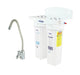 Crystal Quest Double Under Sink Fluoride Water Filtration System with chrome faucet, white background.