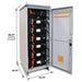AIMS Power 230V lithium battery cabinet with open enclosure, 68.75 inch height, 33.75 inch depth, and 24.75 inch width.