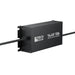 Side view of the heavy-duty aluminum housing and mounting tabs on the Rich Solar 12V 10A battery charger.