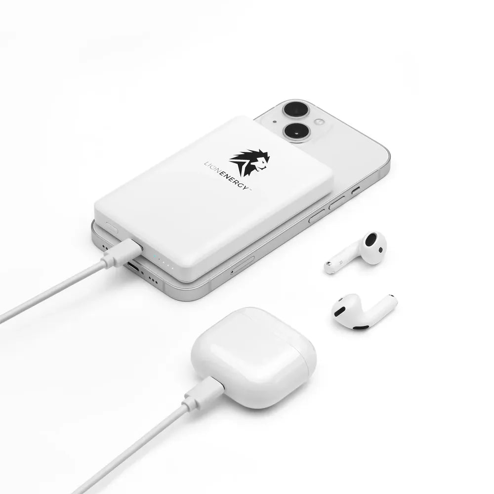 Lion Energy Lion Claw magnetic power bank charging iPhone and AirPods