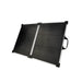 Lion Energy 100W LW 12V solar panel laid open flat with two connected black panels and aluminum frame