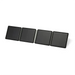 Lion Energy 50W foldable solar panel fully unfolded in a four-panel layout, showing slim black solar cells in a lightweight portable design on a light gray background