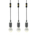 Lion Energy 3 LED Light Bulb String with three hanging bulbs and individual yellow inline on/off switches
