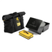 Complete Lion Energy Mil-Spec EMP Bag kit featuring black roll-top protective bag, black metal shielding box, and yellow zip accessory pouch arranged together on a light gray background