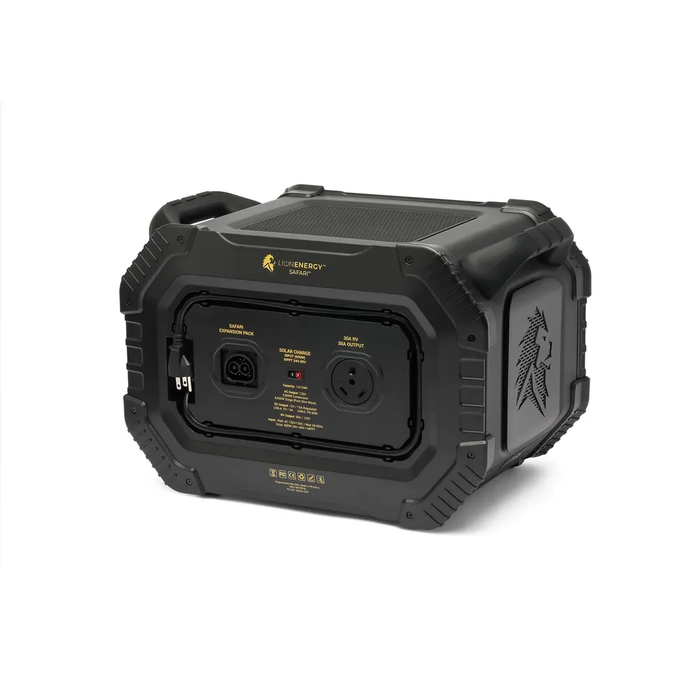 Lion Energy Safari 3000W portable power station rear port view