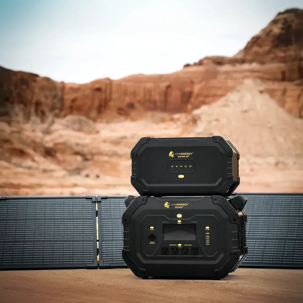 Lion Energy Safari 3000W with expansion battery and solar panels