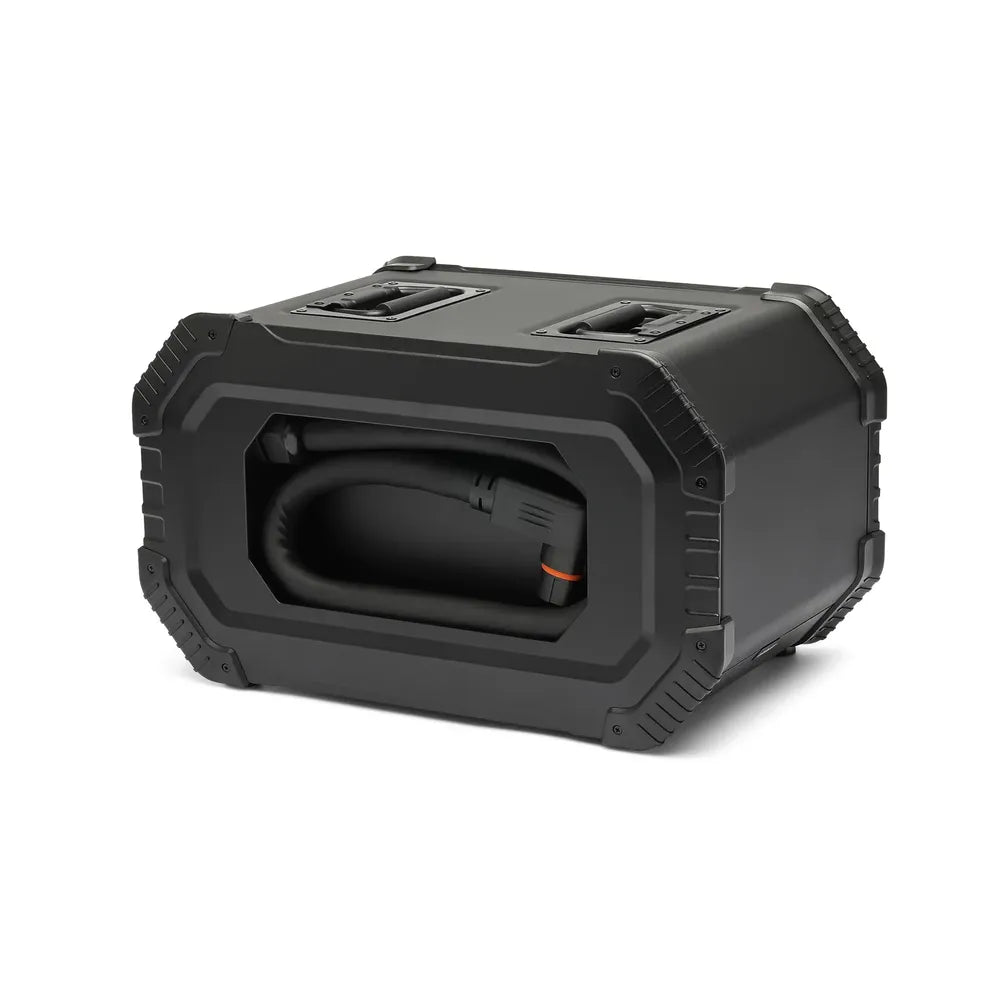 Lion Energy Safari XP 2688Wh expansion battery side view with integrated storage compartment for connection cable
