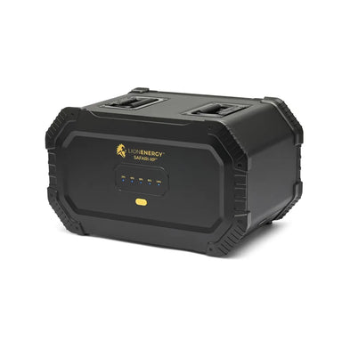 Lion Energy Safari XP expansion battery standalone studio image with LED charge indicator and Lion Energy branding