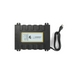 Front view of the Lion Energy Savanna BC 45A battery charger showing the product label, positive and negative connection ports, and attached AC power cord