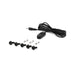 Savanna IV inverter accessories including black inline remote cable, mounting screws, and glass fuses displayed separately on a light gray background
