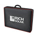 Heavy-duty black Rich Solar zippered protective carrying bag with red trim for the 100W briefcase solar panel.