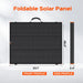 Foldable solar panel infographic showing front and side profile dimensions of the Rich Solar MEGA 200W briefcase panel.