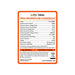 Official technical specification and warning label sticker for the Rich Solar MEGA 200 Briefcase Charging Kit, model number RS-X200BC.