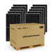 Wholesale pallet box containing a 10-piece package of Rich Solar MEGA 335W solar panels.