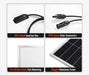 Infographic showing the IP67 junction box, solar connectors, pre-drilled mounting holes, and aluminum frame of a Rich Solar 335W panel.