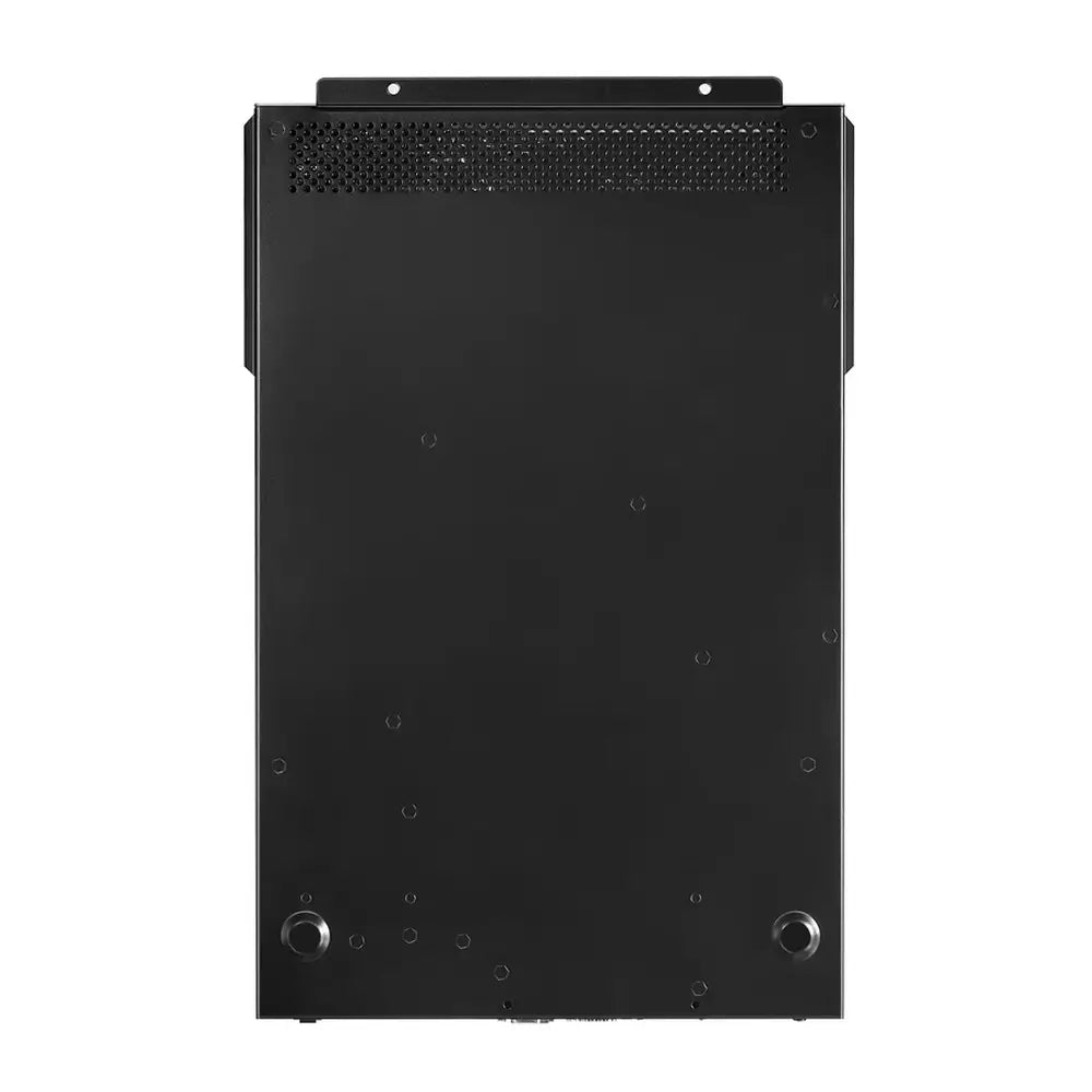 Direct back panel view of the Rich Solar NOVA MAX 3K 24V hybrid inverter chassis showing the wall-mounting screw holes.