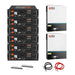 Rich Solar RS-CBK1302 30.72kWh off-grid system kit featuring two 6.5kW inverters, six Alpha 5 Pro lithium batteries, busbars, and heavy-duty cables.