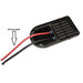 Underside view of AIMS Power 2 wire MC4 roof cable entry showing red and black 10 inch leads, internal wire routing, mounting holes, and ribbed plastic base.