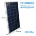 AIMS Power PV190MONO 190 Watt monocrystalline solar panel with dimension callouts showing 59 1/16 inches tall, 26 11/16 inches wide, 1 1/8 inches deep, and 26.5 lbs weight.