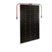 Angled view of AIMS Power 230W flexible monocrystalline solar panel with integrated connector leads for portable solar charging systems.