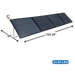 Foldable solar panel for AIMS Power portable generator showing 124.25-inch length, 24-inch depth, and 23.85 lb weight.