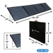Foldable AIMS Power solar panel and carrying case with dimensions, 23.85 lb weight, and compact portable design.