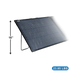 Angled close-up of foldable solar panel with support stand, 16-inch height, and 23.85 lb weight for portable power charging.