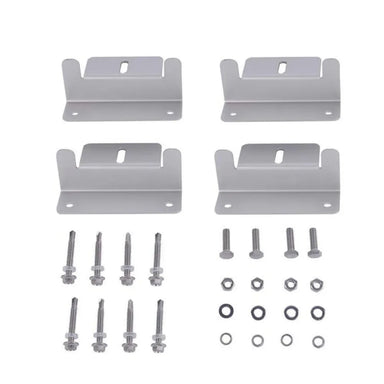 AIMS Power solar panel Z bracket mount kit with four silver aluminum Z brackets, self-drilling screws, bolts, nuts, flat washers, and lock washers for photovoltaic panel installation.