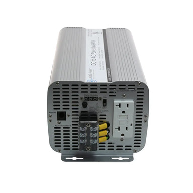 AIMS Power 3000W modified sine inverter with GFCI outlet, AC terminal block, digital display, and remote port.