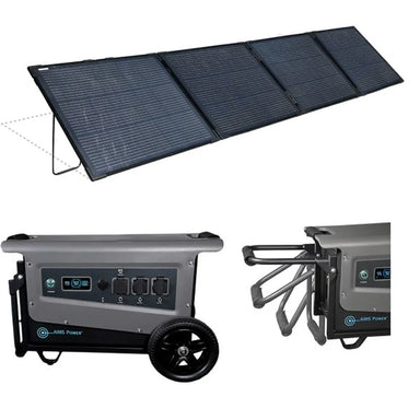 AIMS Power  portable solar generator kit with foldable solar panel, wheeled power station, and extendable handle.