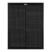 Straight-on front view of the Rich Solar MEGA 50W Onyx all-black 12V solar panel with a sleek black frame.