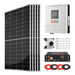 Rich Solar RS-CBK1250 1250W off-grid solar kit complete setup with monocrystalline panels, inverter, 5.12kWh battery, isolator switch, and cables.