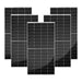 Five high-efficiency Rich Solar monocrystalline solar panels arranged in a staggered group layout for a 1250W array.