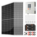 Complete Rich Solar RS-CBK2500 2500W solar kit components including panels, inverter, 10.24kWh battery storage, and hardware.