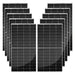 Multiple high-efficiency monocrystalline solar panels included in the Rich Solar 2500W solar kit bundle.