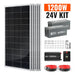 Rich Solar 1200W 24V complete solar kit bundle product overview featuring off-grid power components, Alpha 4 LiFePO4 batteries, and 3000W inverter.