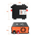Product dimension schematic for the Rich Solar 20A 12V DC-DC smart charger, indicating a length of 8.38 inches, width of 7.4 inches, and height of 3.11 inches.